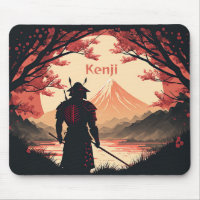 Samurai personalizado y el monte Fuji con luna lle