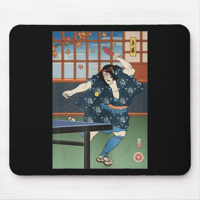 Alfombrilla De Ratón Samurai Play Mesa de tenis Ping Pong Ukiyoe (Frente)