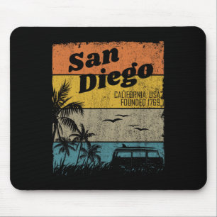 Alfombrilla De Ratón San Diego Vintage California Playa Surf Retro S