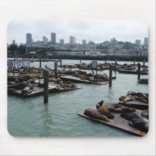 Alfombrilla De Ratón San Francisco y leones marinos del Pier 39 panoram