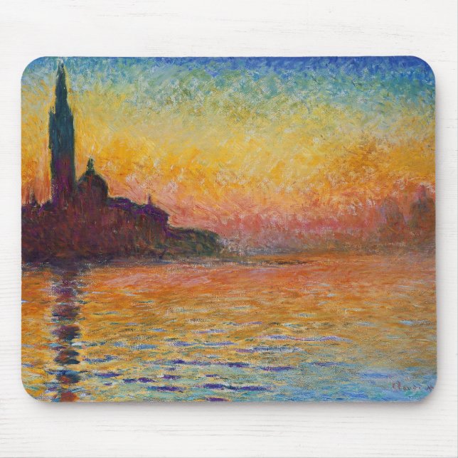 Alfombrilla De Ratón San Giorgio Maggiore en Dusk (por Claude Monet) (Frente)