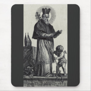 Alfombrilla De Ratón San Patricio Apóstol de Irlanda Arte Monocromo