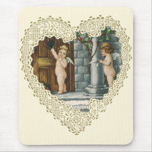 Alfombrilla De Ratón San Valentín Victoriano Vintage, Ángel con Cartas
