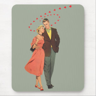 Alfombrilla De Ratón San Valentín vintage, corazones flotantes romántic