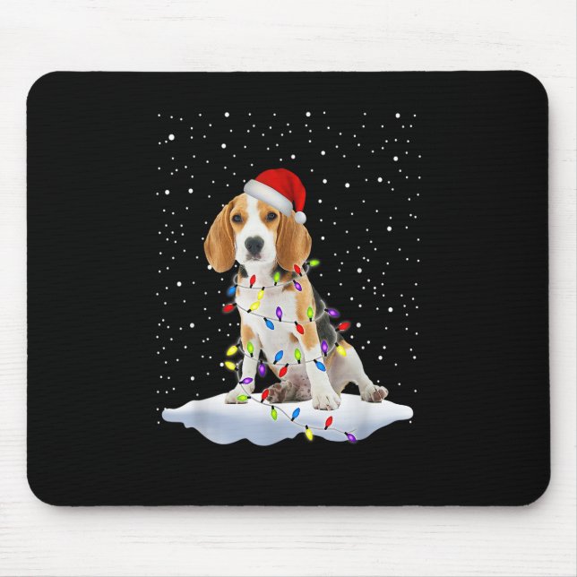 Alfombrilla De Ratón Santa Beagle Christmas Light Snowfake Dog Mom X-ma (Frente)