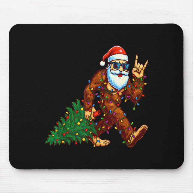 Alfombrilla De Ratón Santa Bigfoot Christmas Tree Xmas Funny Christmas  (Frente)