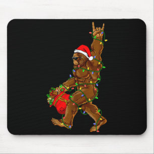 Alfombrilla De Ratón Santa Bigfoot Luces de Navidad Divertido Sasquatch