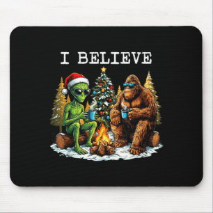 Alfombrilla De Ratón Santa Bigfoot y Alien Ufo Paranormal Criptido Chr