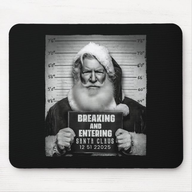 Alfombrilla De Ratón Santa Breaking Entering Mugshot Funny Christmas Ho (Frente)