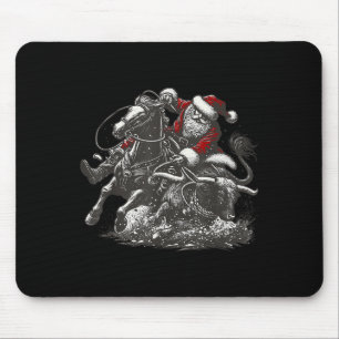 Alfombrilla De Ratón Santa Bulldogging Navidad Vaquero Santa Rodeo Xma