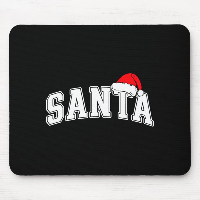 Alfombrilla De Ratón Santa Christmas Varsity Text With Hat Family Xmas  (Frente)