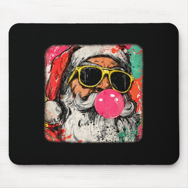 Alfombrilla De Ratón Santa Claus Bubble Gum Merry Xmas Painting Men Wom (Frente)