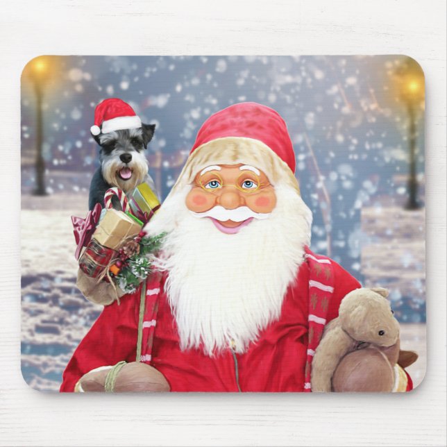 Alfombrilla De Ratón Santa Claus con Navidades Ministra Schnauzer Dog (Frente)