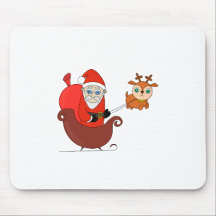 Alfombrilla De Ratón Santa Claus en el Sleigh con un reno delicioso