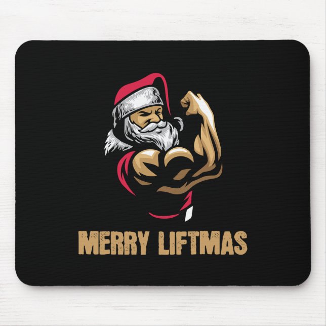 Alfombrilla De Ratón Santa Claus Gym Bodybuilding Fitness Merry Liftmas (Frente)