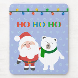 Alfombrilla De Ratón Santa Claus oso polar lindo ho ho ho ho Navidades