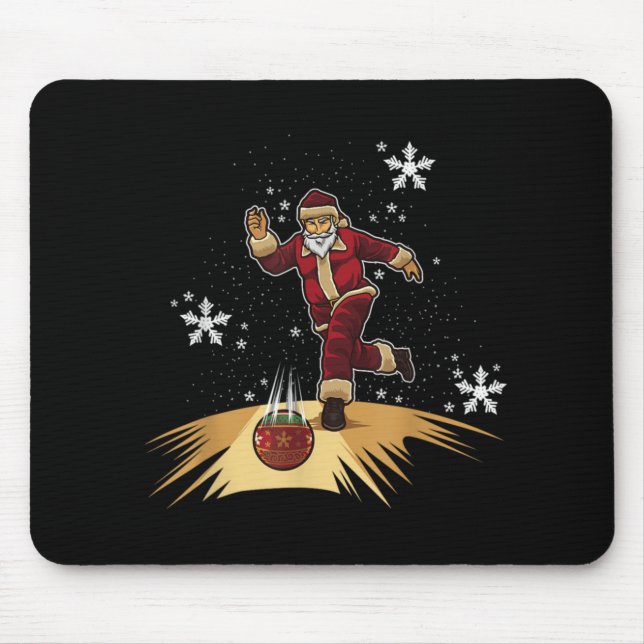 Alfombrilla De Ratón Santa Claus Plays Bowling Xmas Gift For Your Bow T (Frente)