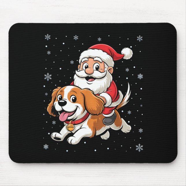 Alfombrilla De Ratón Santa Claus Riding Cavalier King Charles Spaniel D (Frente)