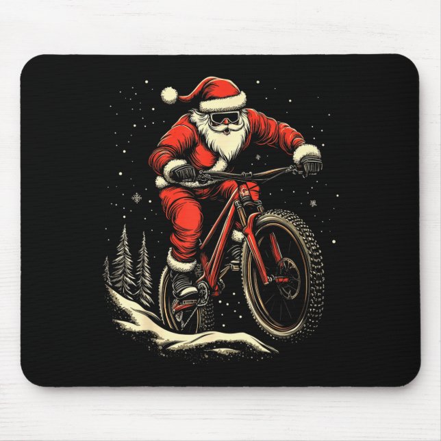 Alfombrilla De Ratón Santa Claus Riding Mountain Bike Christmas Funny M (Frente)