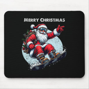 Alfombrilla De Ratón Santa Claus Snowboard Feliz Navidad Invierno Ho