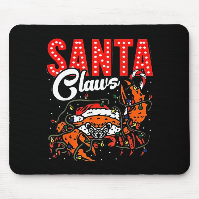 Alfombrilla De Ratón Santa Claws Christmas Funny Crab Lights Holiday Ca (Frente)