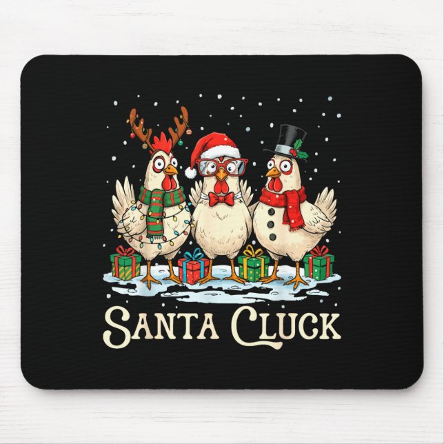 Alfombrilla De Ratón Santa Cluck Chicken Christmas Farm Animal Funny  (Frente)