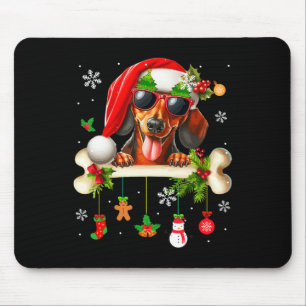 Alfombrilla De Ratón Santa Dachshund Sungles Cute Bone Xmas Dueños Hijo