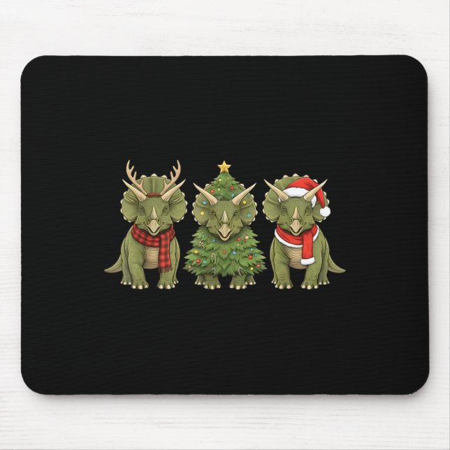 Alfombrilla De Ratón Santa Dinosaur Christmas Tree Triceratops Lover Xm (Frente)