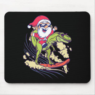 Alfombrilla De Ratón Santa Dinosaurio Surfing T-rex Dino Verano Navidad
