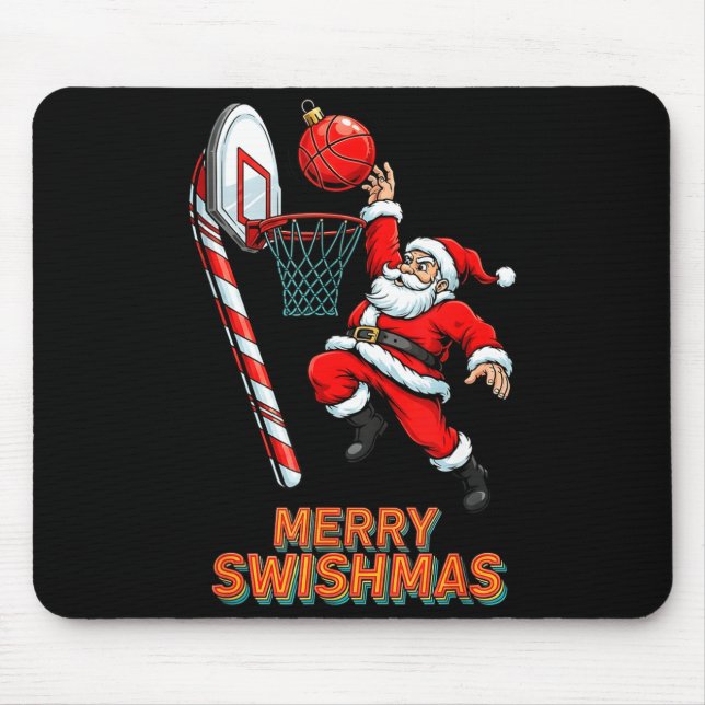 Alfombrilla De Ratón Santa Dunking Merry Swishmas Basketball Christmas  (Frente)