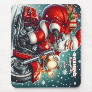 Alfombrilla De Ratón Santa en motocicleta