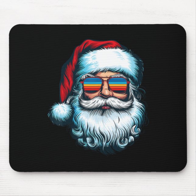 Alfombrilla De Ratón Santa Face Retro Sungles Christmas Xmas Men Women  (Frente)
