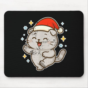 Alfombrilla De Ratón Santa Gato Sonriente Alegría Navideña 