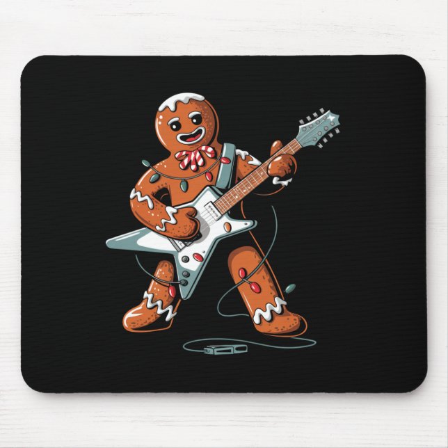 Alfombrilla De Ratón Santa Gingerbread Playing Guitar Funny Christmas P (Frente)