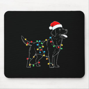 Alfombrilla De Ratón Santa gracioso Labrador Retriever Luces de Navidad