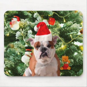 Alfombrilla De Ratón Santa Hat Bulldog Árbol de Navidad Snowman Gift Bo