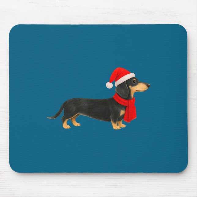Alfombrilla De Ratón Santa Hat Dachshund Christmas Funny Cute Dog Mom  (Frente)