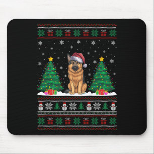 Alfombrilla De Ratón Santa Hat German Shepherd Dog Xmas Tree Lights Ugl