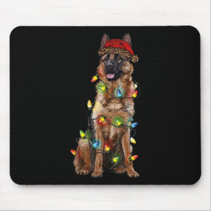 Alfombrilla De Ratón Santa Hat Navidades alemanes de perro pastor Germa