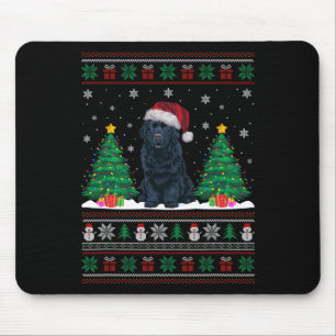 Alfombrilla De Ratón Santa Hat Newfoundland Dog Xmas Tree enciende Ugly