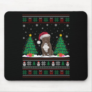 Alfombrilla De Ratón Santa Hat Pitbull Perro Árbol de Navidad Enciende 