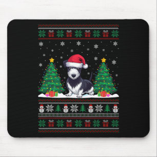 Alfombrilla De Ratón Santa Hat Rat Terrier Perro Árbol de Navidad Ilumi