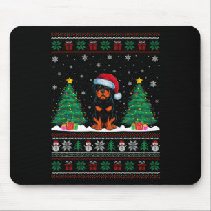 Alfombrilla De Ratón Santa Hat Rottweiler Perro Árbol de Navidad Luces 