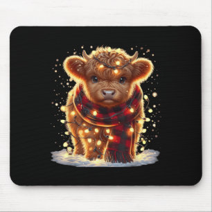 Alfombrilla De Ratón Santa Highland Cow Navidad Xmas Bebé Lanudo Granja