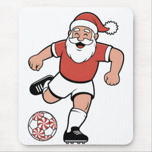 Alfombrilla De Ratón Santa jugando fútbol jugador de fútbol navideño de