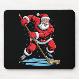 Alfombrilla De Ratón Santa jugando hockey divertido día festivo Navidad
