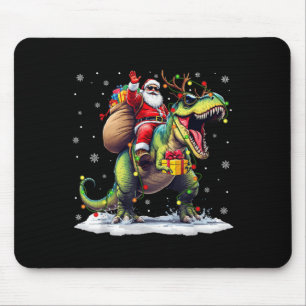 Alfombrilla De Ratón Santa montando dinosaurio T Rex Navidad chicos hom