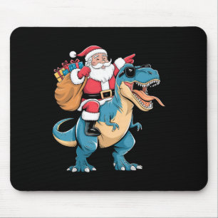 Alfombrilla De Ratón Santa montando dinosaurio T Rex Navidad chicos hom