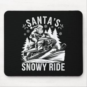 Alfombrilla De Ratón Santa Moto de nieve Montar en moto de nieve Navida