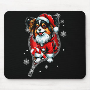 Alfombrilla De Ratón Santa Papillon Saliendo Dueño de Perro de Navidad